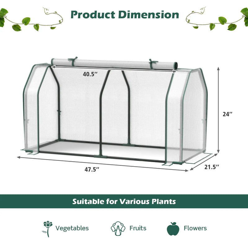 47.5 x 21.5 x 24 Inch Mini Greenhouse with Roll-up Zipper Door by DirectDeals