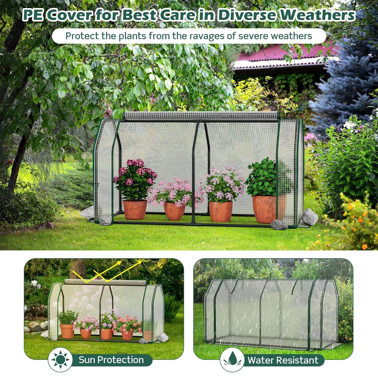 47.5 x 21.5 x 24 Inch Mini Greenhouse with Roll-up Zipper Door by DirectDeals