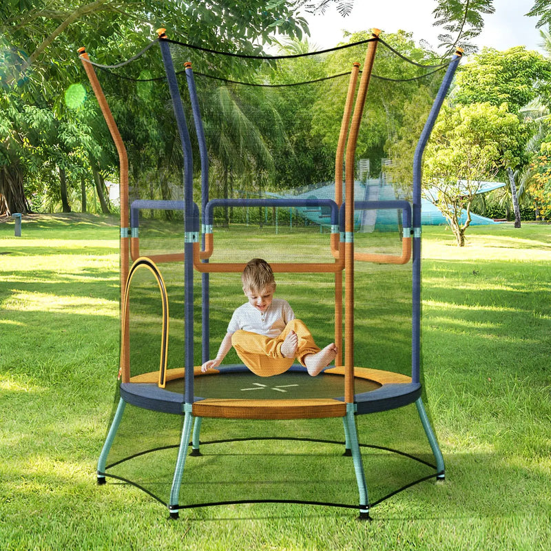 Mini Trampoline for Kids with Safety Enclosure Net and Foam Handles by DirectDeals
