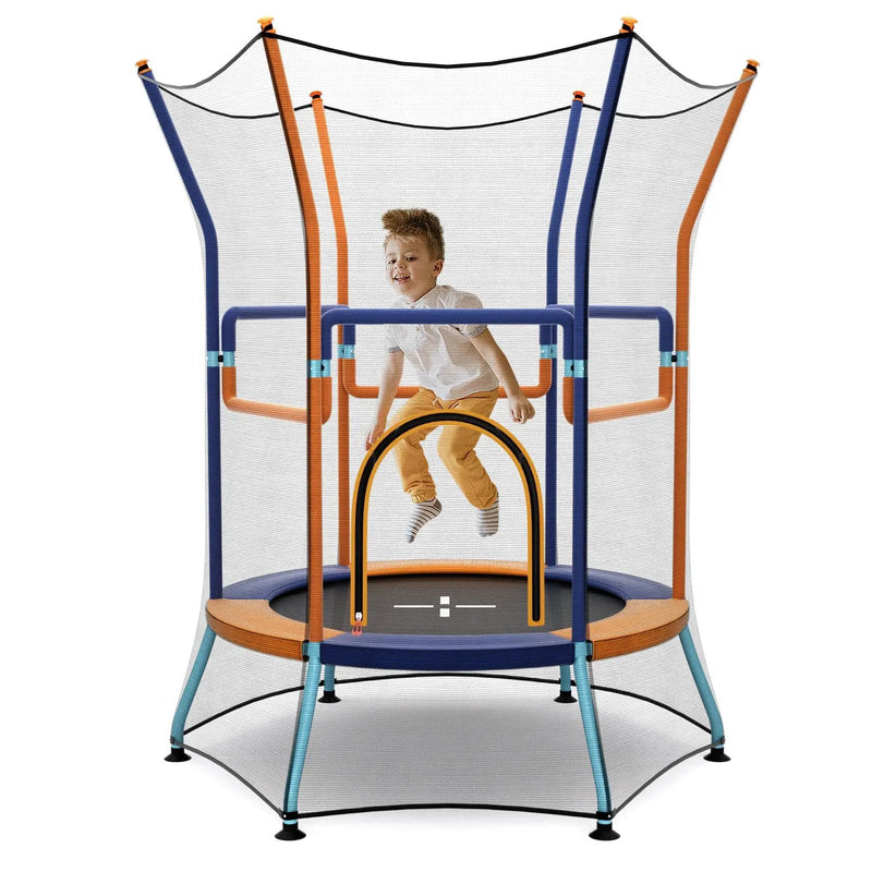 Mini Trampoline for Kids with Safety Enclosure Net and Foam Handles by DirectDeals