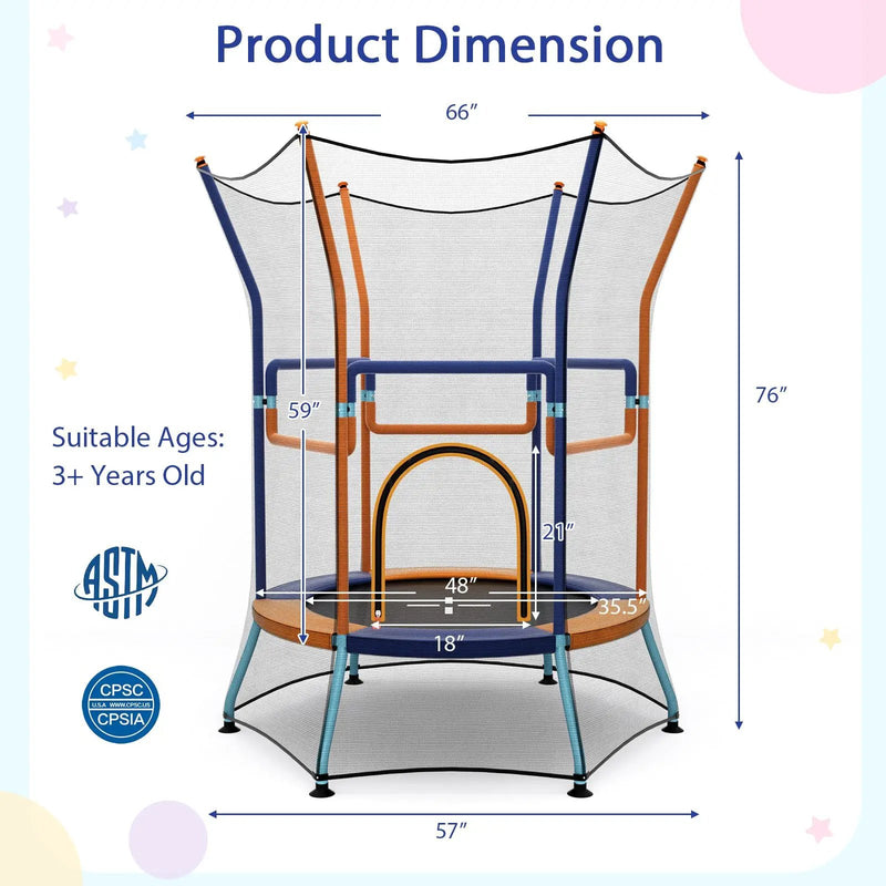 Mini Trampoline for Kids with Safety Enclosure Net and Foam Handles by DirectDeals