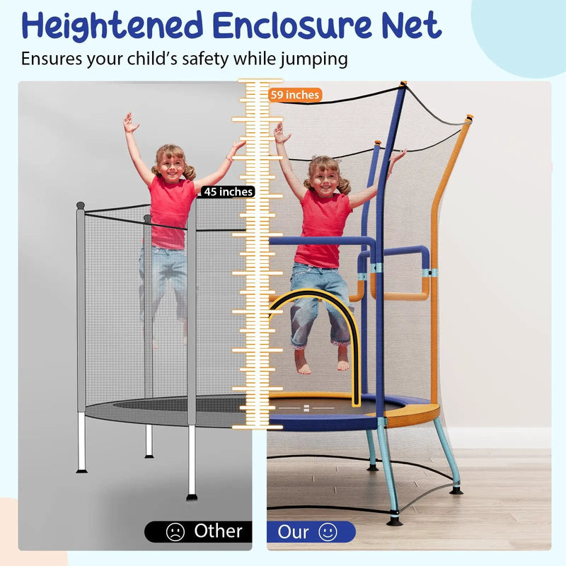 Mini Trampoline for Kids with Safety Enclosure Net and Foam Handles by DirectDeals