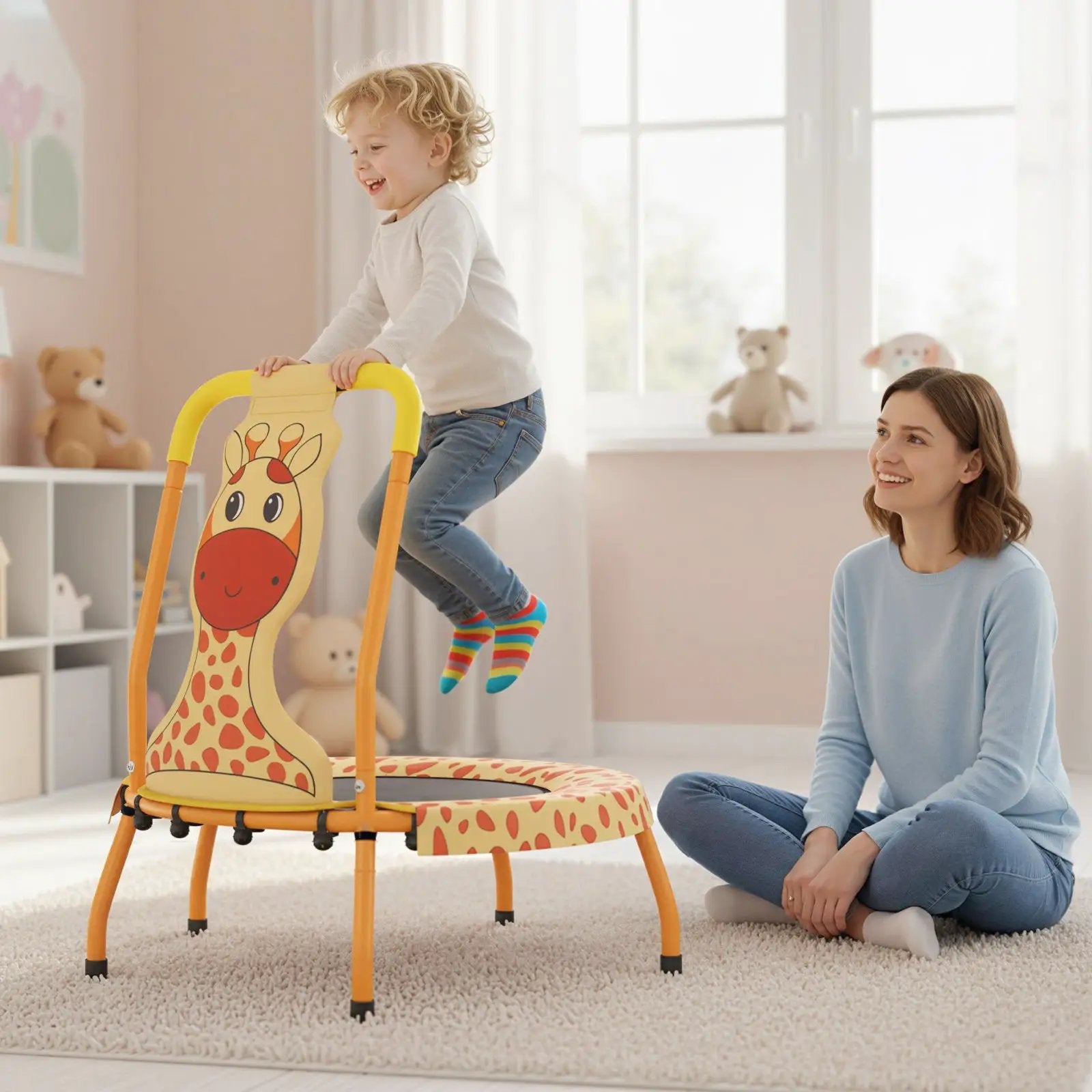 Mini Trampoline for Toddlers with Foam Padded Handle and Safety Padded Cover by DirectDeals