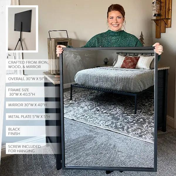 Architectural Black Iron Tripod Wall Mirror | Modern Statement Piece by Decor Steals