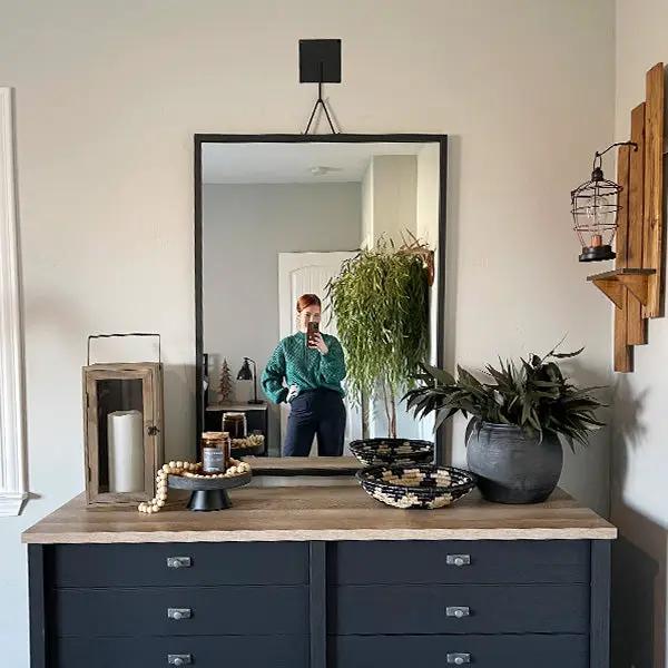Architectural Black Iron Tripod Wall Mirror | Modern Statement Piece by Decor Steals