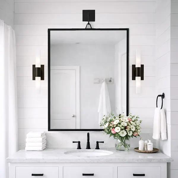 Architectural Black Iron Tripod Wall Mirror | Modern Statement Piece by Decor Steals