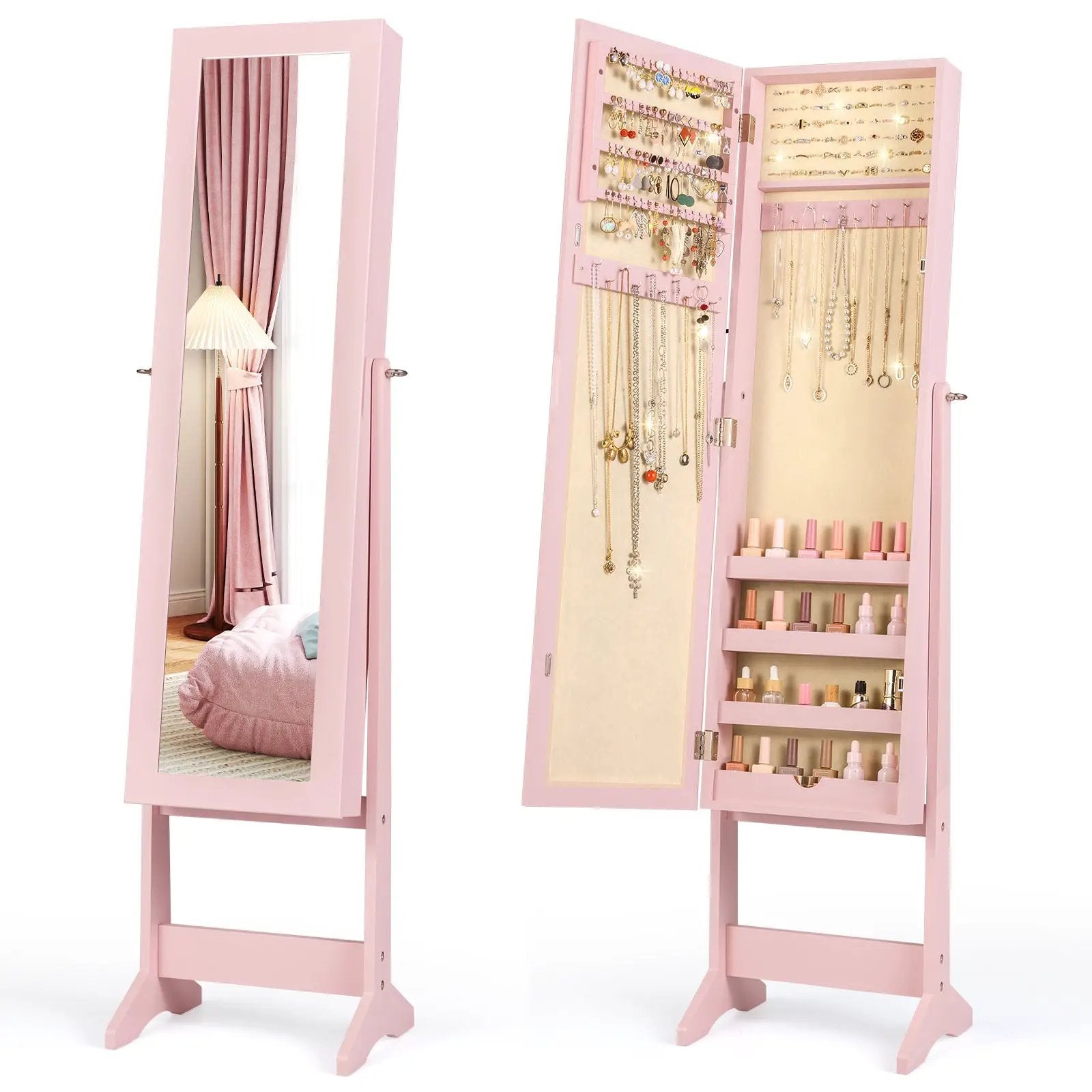 Mirrored Standing Jewelry Cabinet Storage Box by DirectDeals