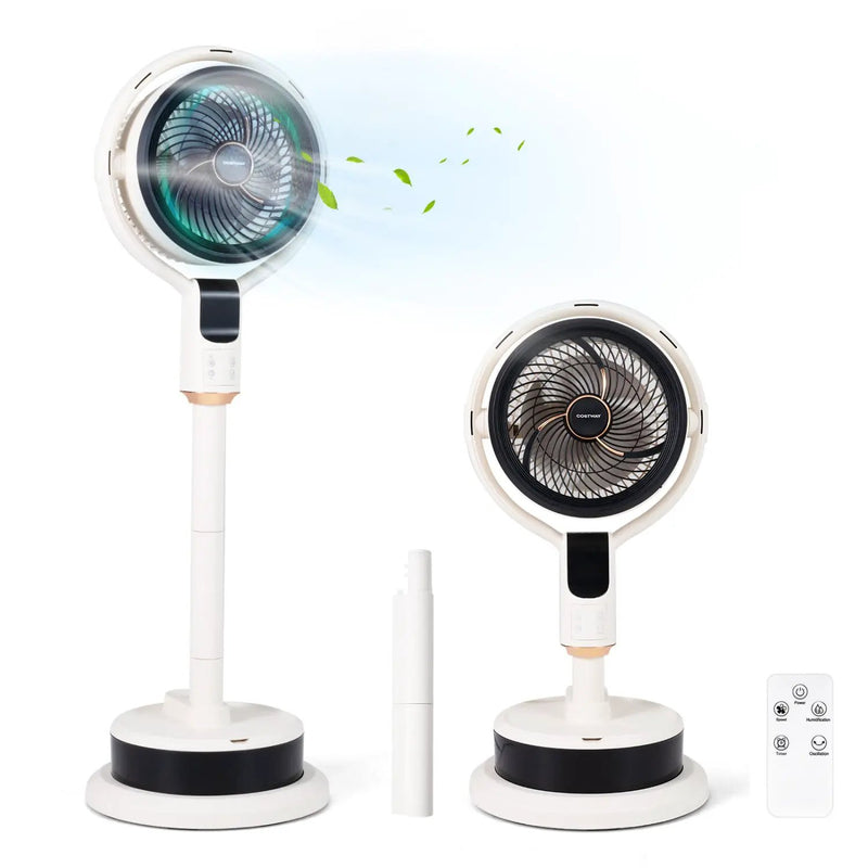 Misting Pedestal Fan Air Circulator with 90° Auto Oscillation Floor Standing Fan with 8 Speeds by DirectDeals