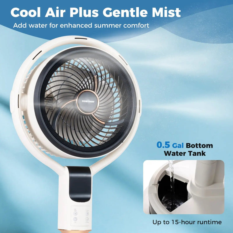 Misting Pedestal Fan Air Circulator with 90° Auto Oscillation Floor Standing Fan with 8 Speeds by DirectDeals