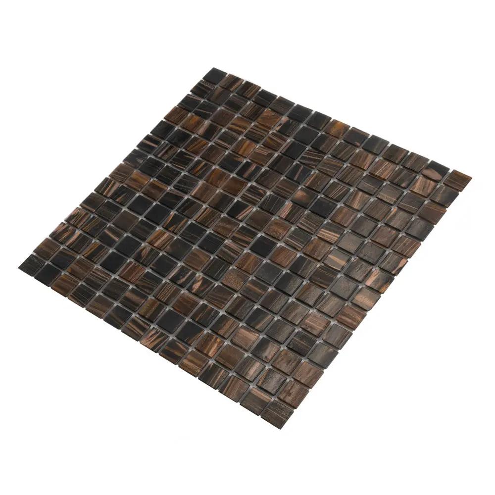 Dark Brown 12x12 Uniform Square Glossy Glass Mosaic Tile (20 pack, 20 sq ft/case) by Apollo Tile