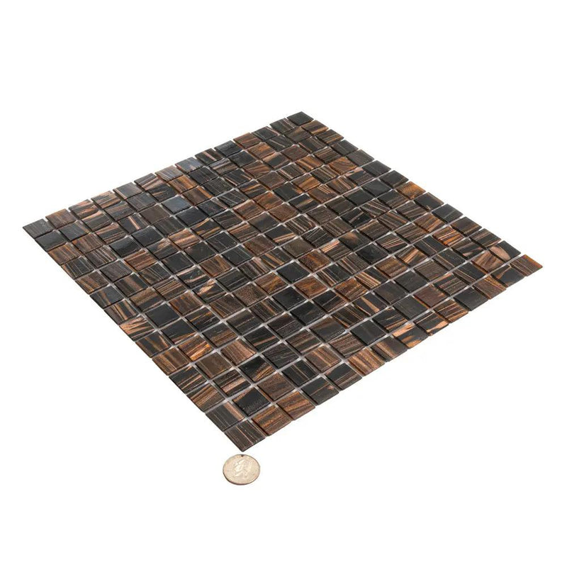 Dark Brown 12x12 Uniform Square Glossy Glass Mosaic Tile (20 pack, 20 sq ft/case) by Apollo Tile