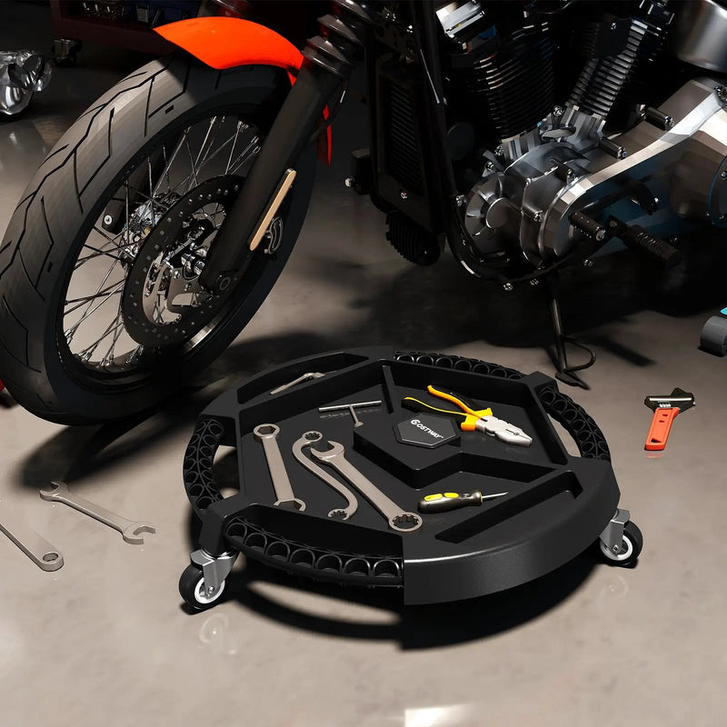 Mobile Automotive Tool Creeper with 3 Swivel Casters and 4 Compartments-Black by DirectDeals