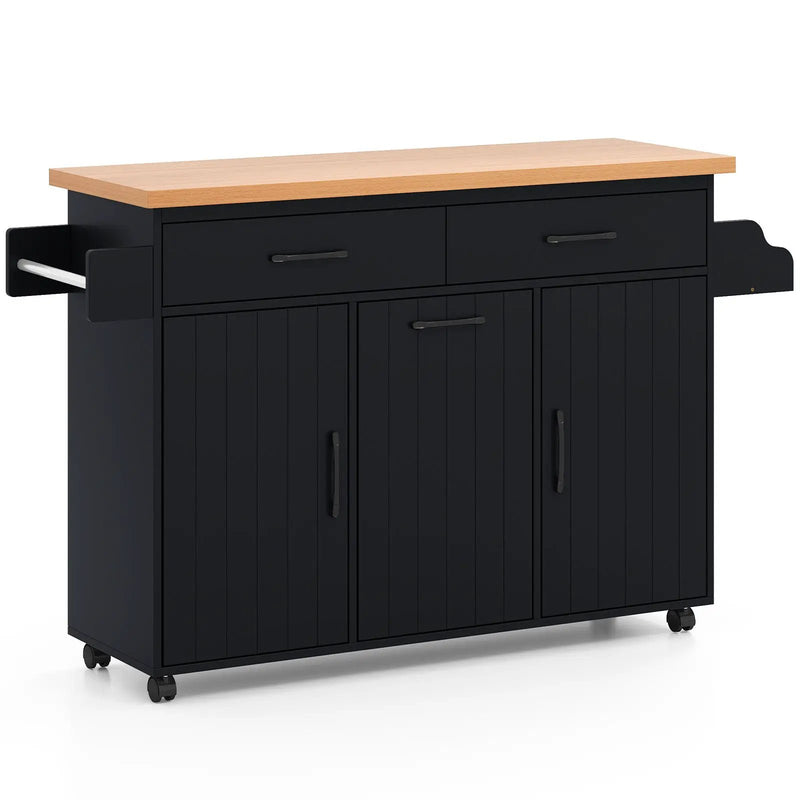 Mobile Kitchen Island Table with Trash Bag Storage for Dining Room by DirectDeals