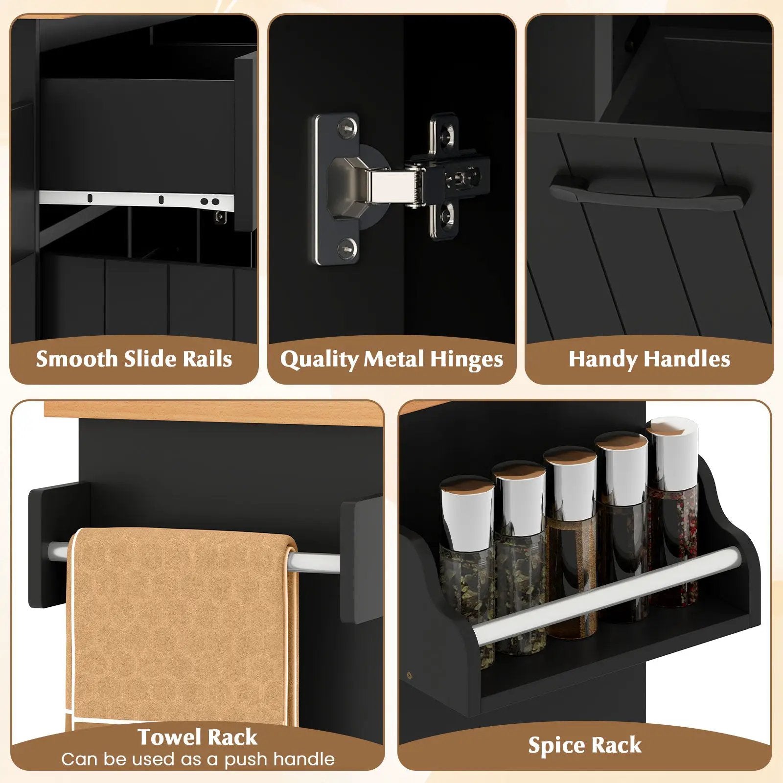 Mobile Kitchen Island Table with Trash Bag Storage for Dining Room by DirectDeals