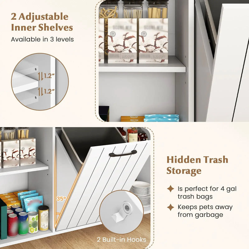 Mobile Kitchen Island Table with Trash Bag Storage for Dining Room by DirectDeals
