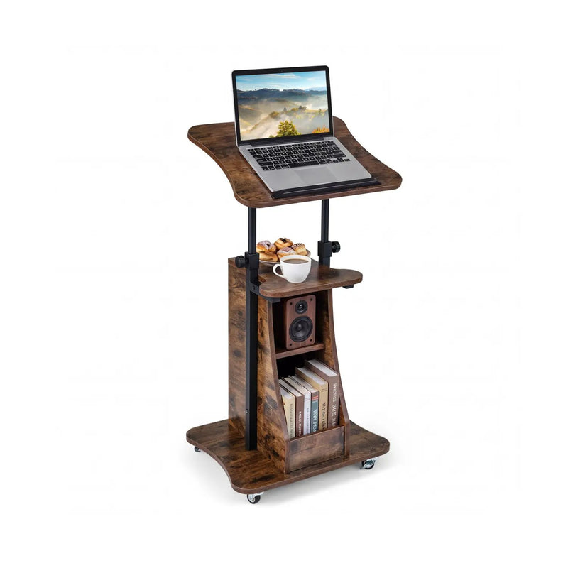 Sit-to-Stand Laptop Desk Cart Height Adjustable with Storage by DirectDeals