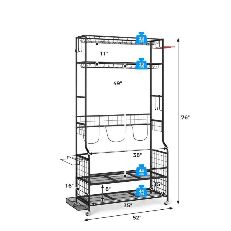 Mobile Sports Equipment Organizer with Golf Bags Storage and Club Rack by DirectDeals