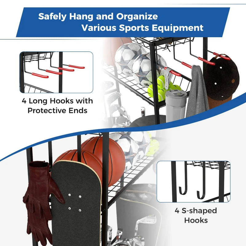 Mobile Sports Equipment Organizer with Golf Bags Storage and Club Rack by DirectDeals