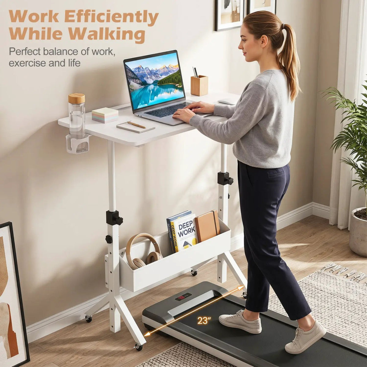Mobile Standing Desk with Adjustable Height and Wheels, photo 2 of 23