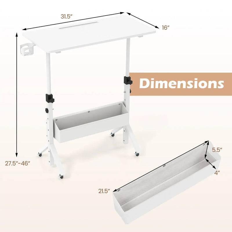Mobile Standing Desk with Adjustable Height and Wheels by DirectDeals