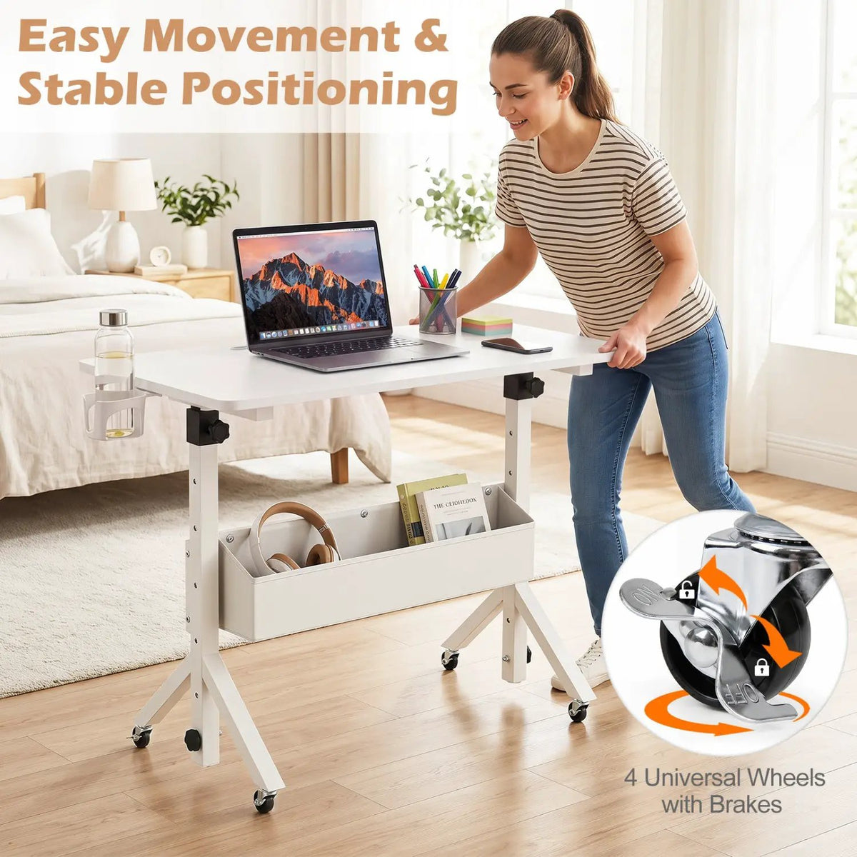 Mobile Standing Desk with Adjustable Height and Wheels, photo 7 of 23