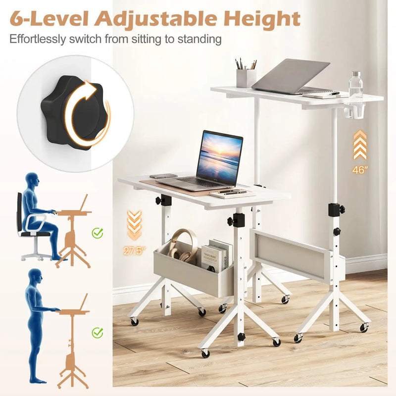 Mobile Standing Desk with Adjustable Height and Wheels by DirectDeals