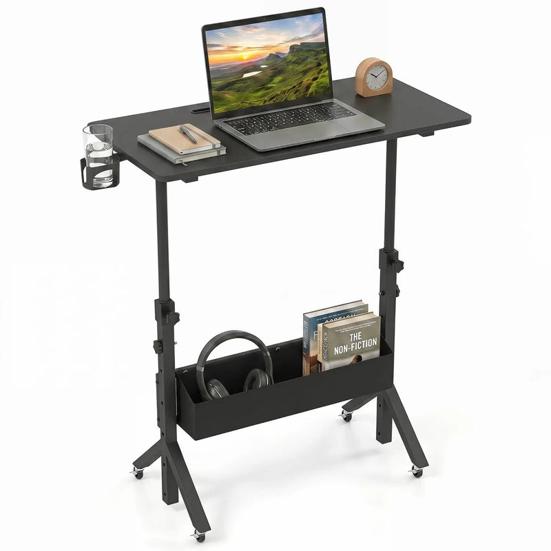 Mobile Standing Desk with Adjustable Height and Wheels by DirectDeals