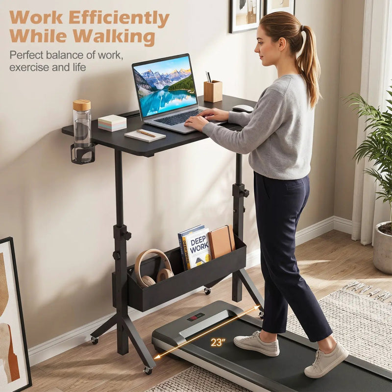 Mobile Standing Desk with Adjustable Height and Wheels by DirectDeals