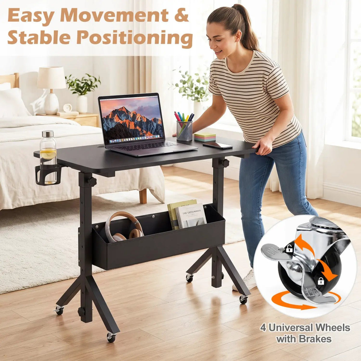 Mobile Standing Desk with Adjustable Height and Wheels, photo 15 of 23