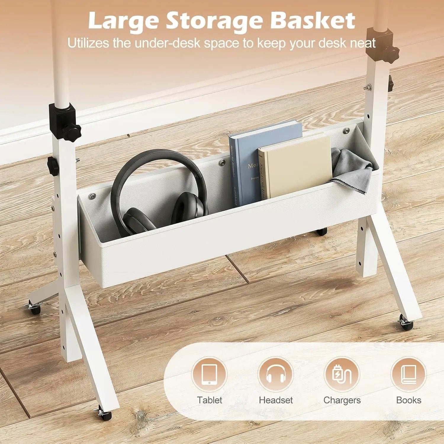 Mobile Standing Desk with Adjustable Height and Wheels by DirectDeals