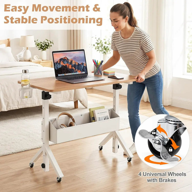 Mobile Standing Desk with Adjustable Height and Wheels by DirectDeals