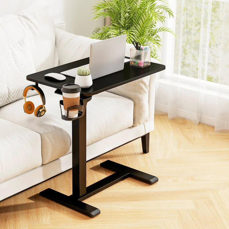 Mobile Standing Desk Height Adjustable Overbed Bedside Table with Cup Holder by DirectDeals