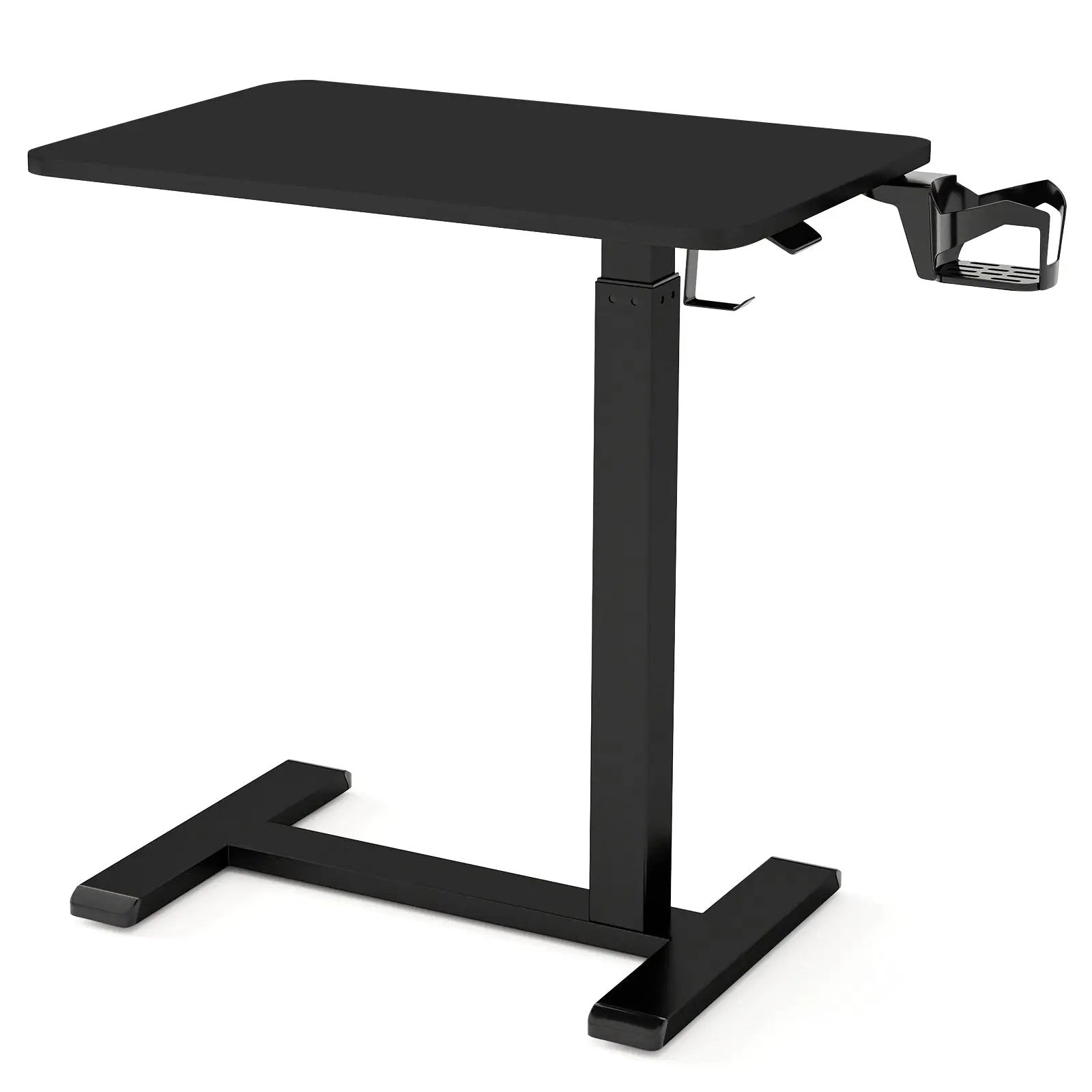 Mobile Standing Desk Height Adjustable Overbed Bedside Table with Cup Holder by DirectDeals