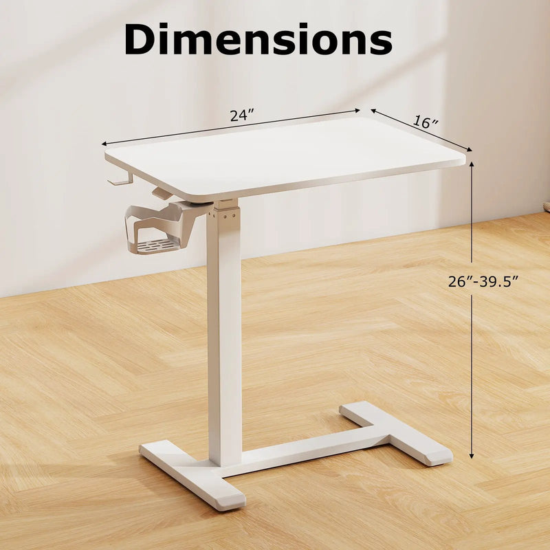 Mobile Standing Desk Height Adjustable Overbed Bedside Table with Cup Holder by DirectDeals
