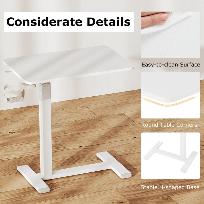 Mobile Standing Desk Height Adjustable Overbed Bedside Table with Cup Holder by DirectDeals