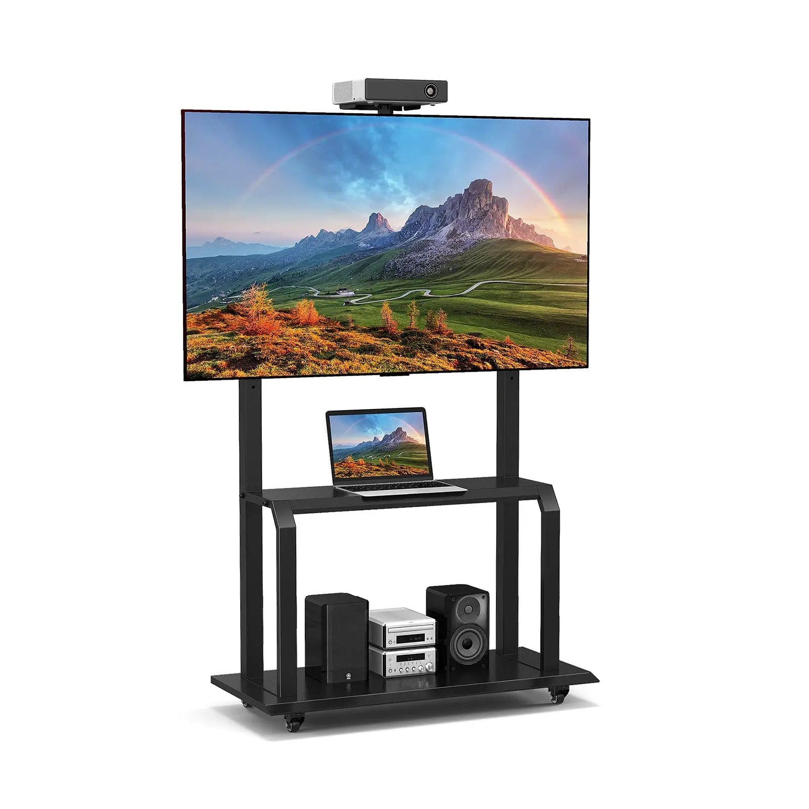 Mobile TV Stand with Camera Shelf and AV Shelves for 32-80 Inch Flat/Curved TVs by DirectDeals