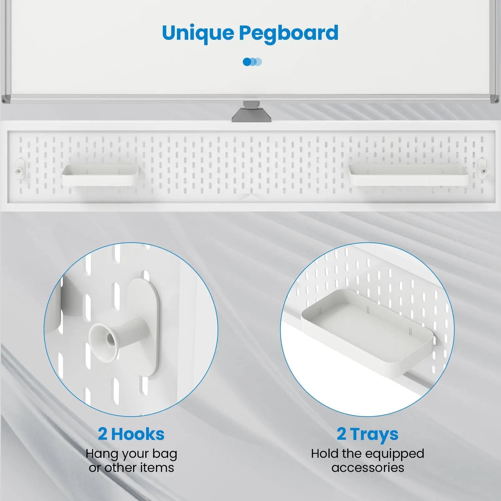 Mobile Whiteboard Adjustable Double-Sided Magnetic Board with Pegboard-White by DirectDeals