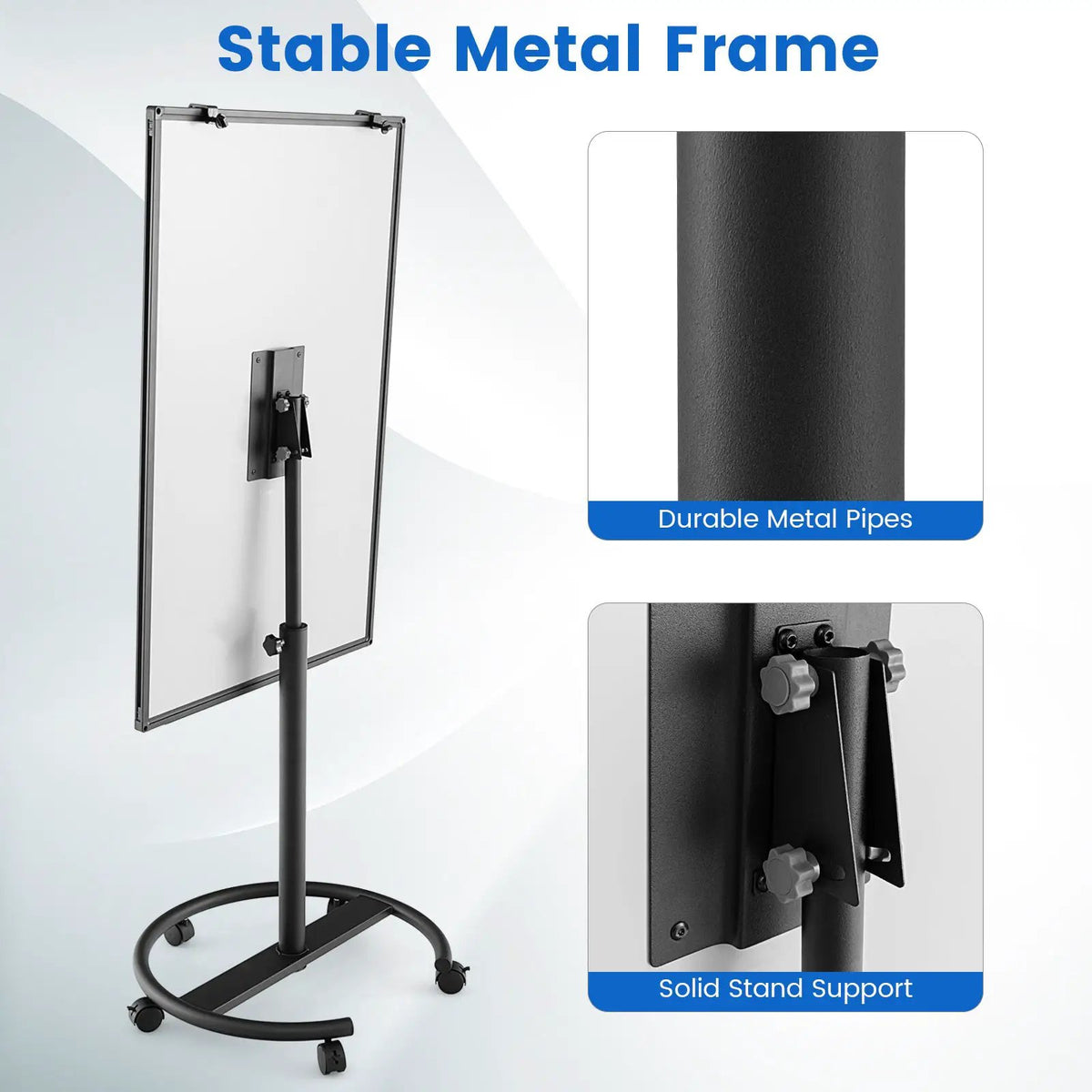 Height-Adjustable Mobile Whiteboard with Round Stand Paper Clips, photo 6 of 10