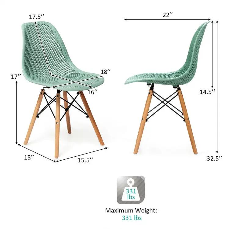 Modern 3-Piece Dining Set: Round Table with Set of 2 Hollow Plastic Chairs by DirectDeals