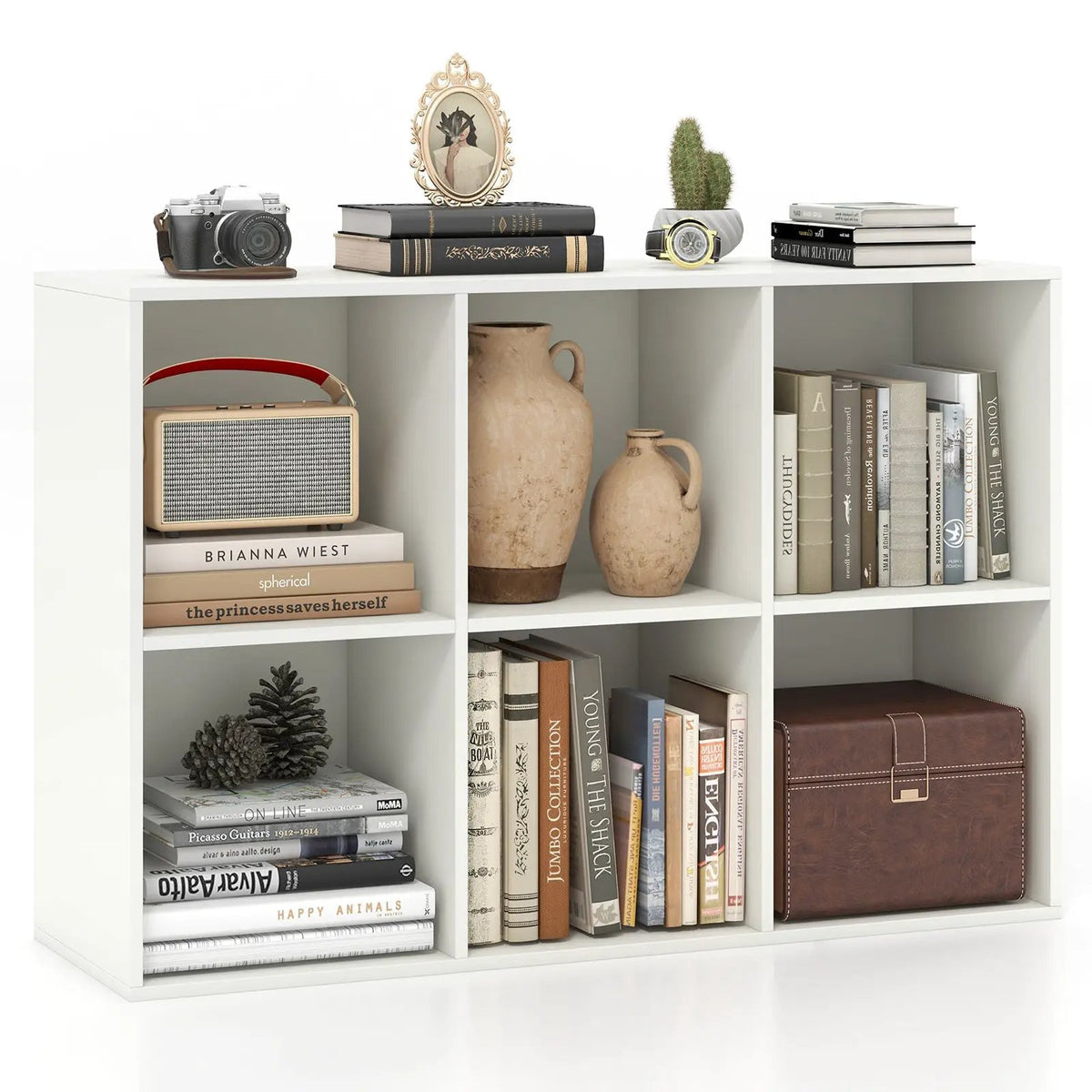 Modern 6-Cube Bookcase with Anti-tipping Kits for Bedroom Living Room-White, photo 4 of 10