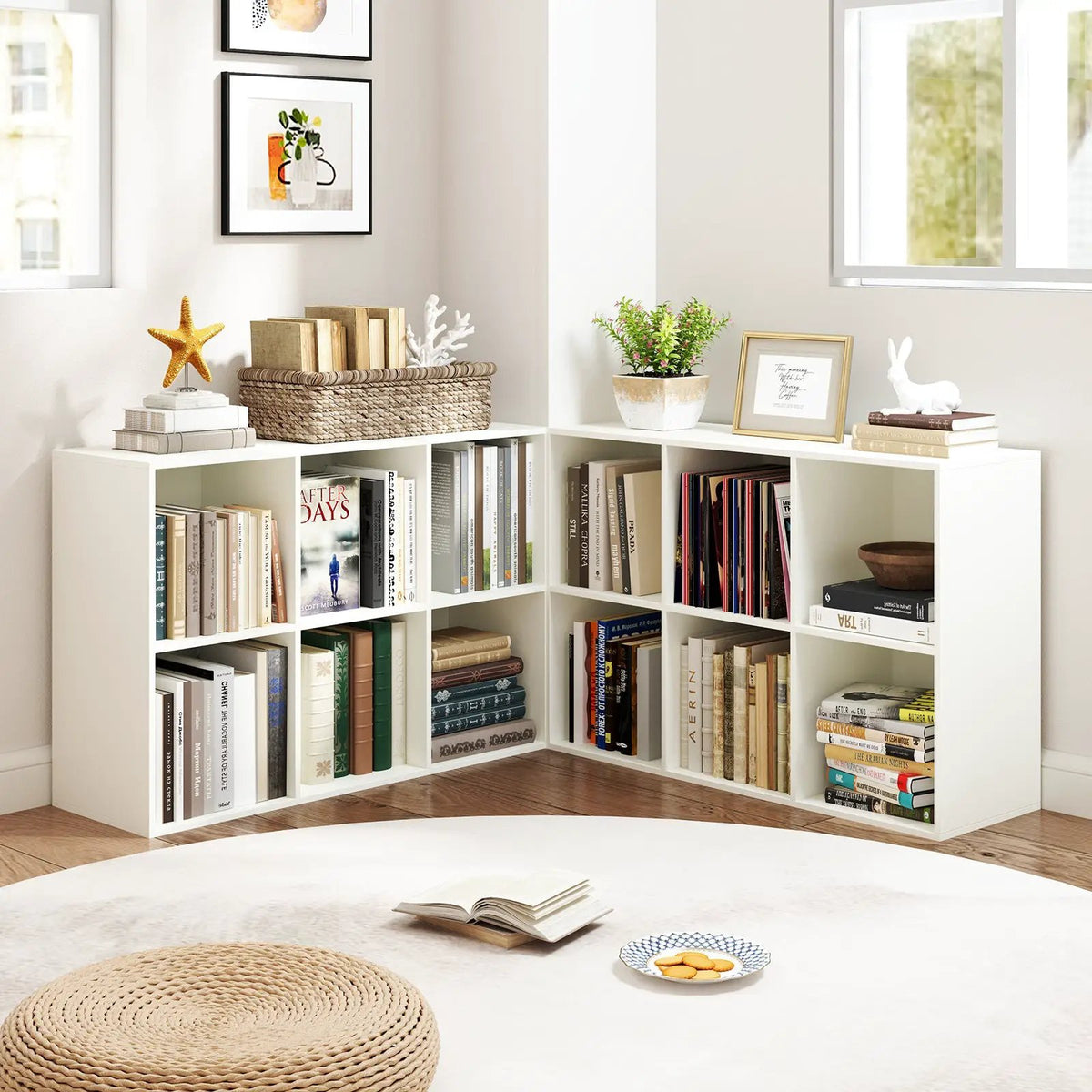 Modern 6-Cube Bookcase with Anti-tipping Kits for Bedroom Living Room-White, photo 6 of 10