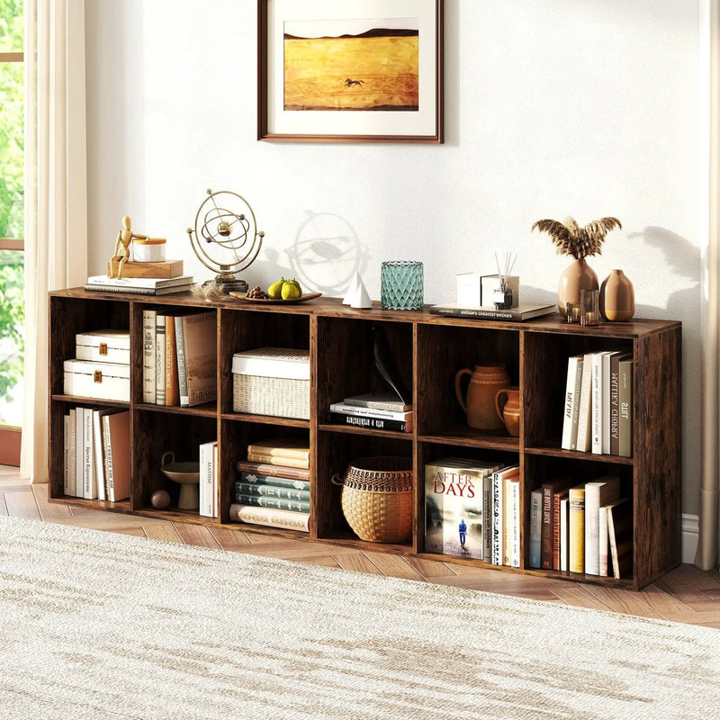 6-Cube Bookcase with Anti-Tipping Kit - Rustic Brown by DirectDeals