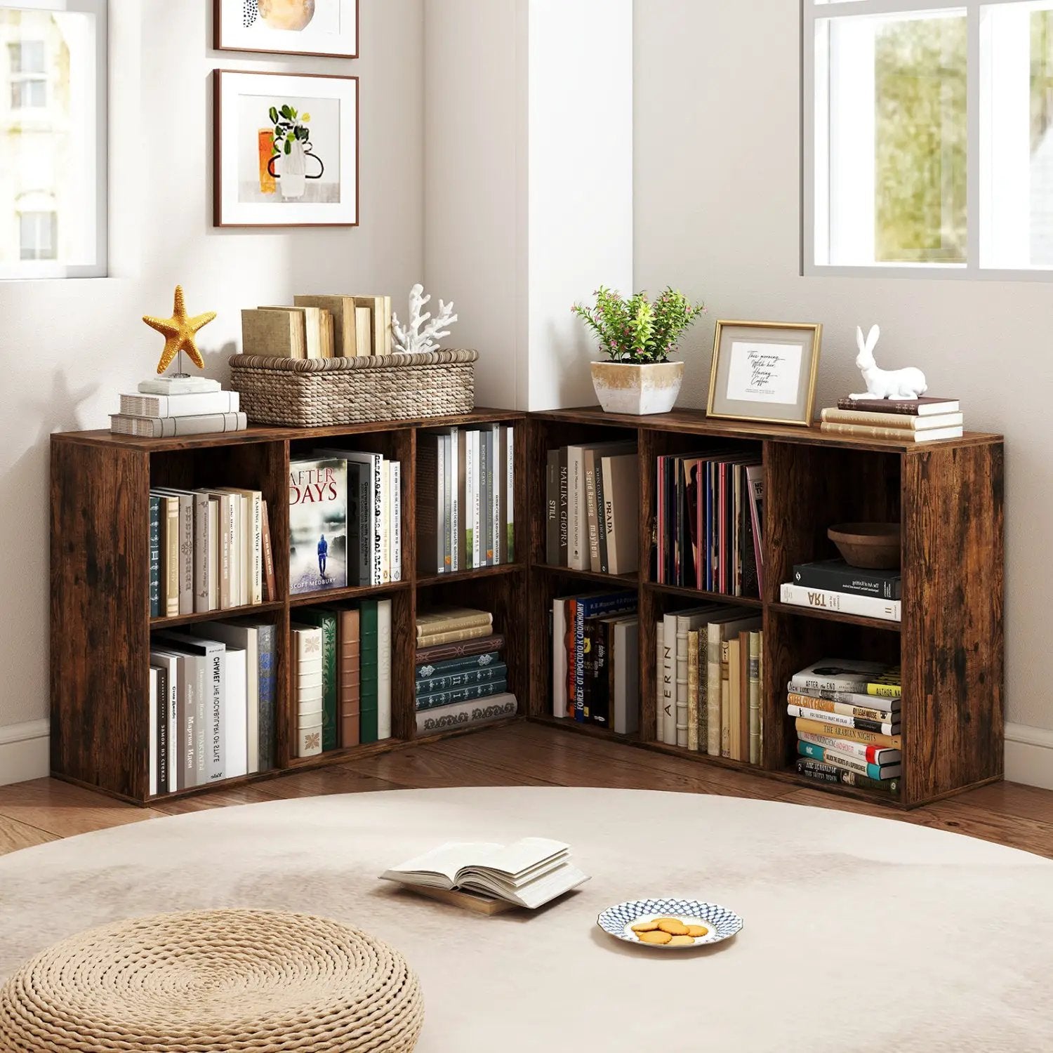 6-Cube Bookcase with Anti-Tipping Kit - Rustic Brown by DirectDeals