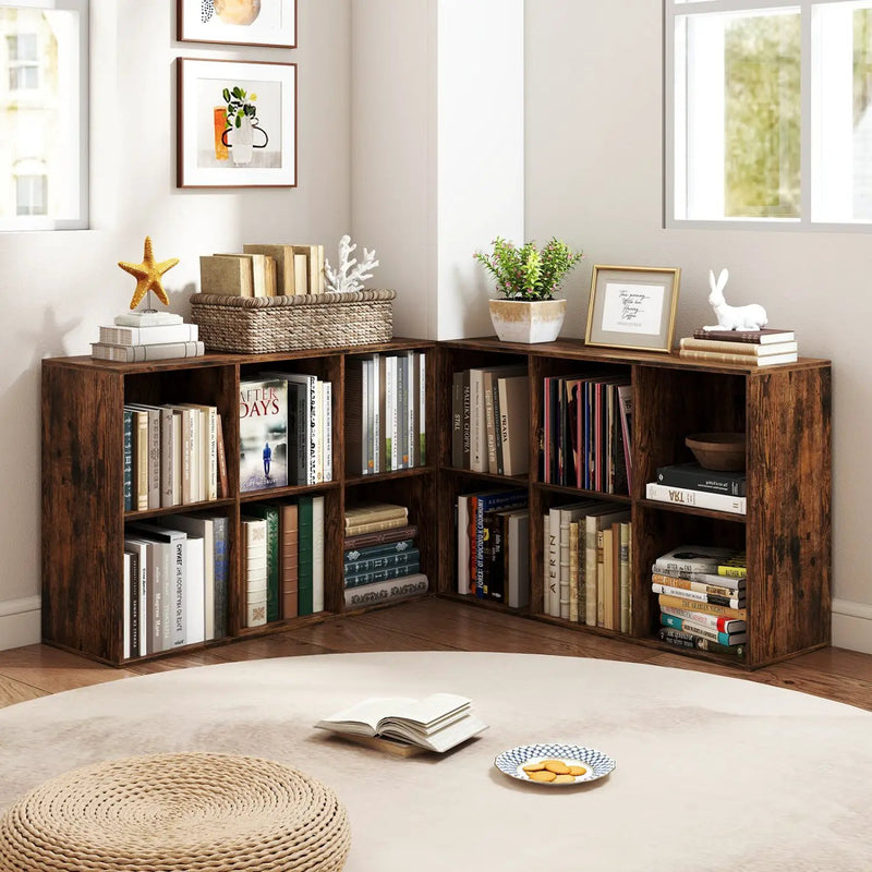 6-Cube Bookcase with Anti-Tipping Kit - Rustic Brown by DirectDeals