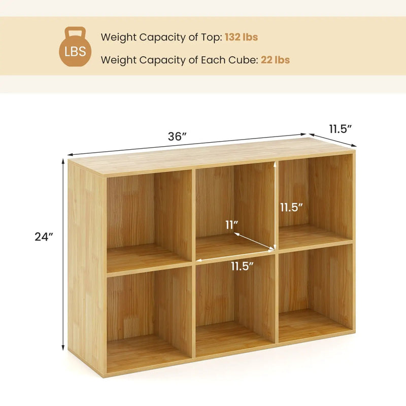 6-Cube Bookcase with Anti-Tipping Kit - Burlywood by DirectDeals