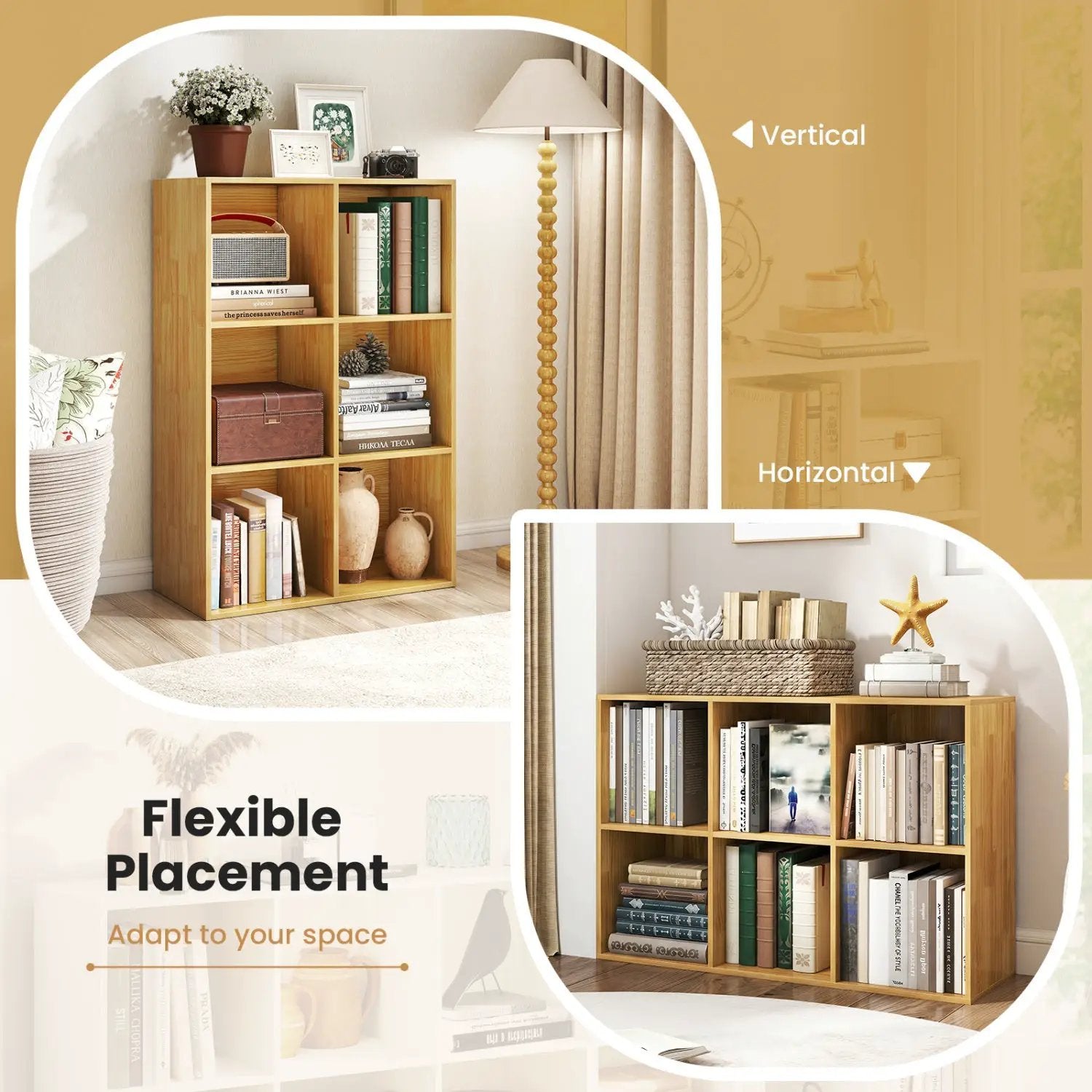 6-Cube Bookcase with Anti-Tipping Kit - Burlywood by DirectDeals