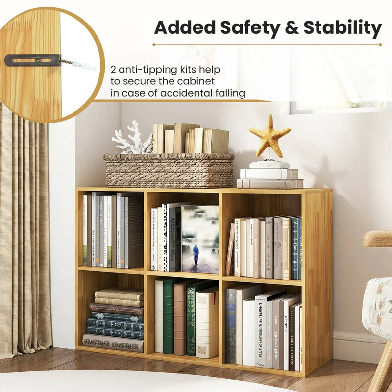 6-Cube Bookcase with Anti-Tipping Kit - Burlywood by DirectDeals