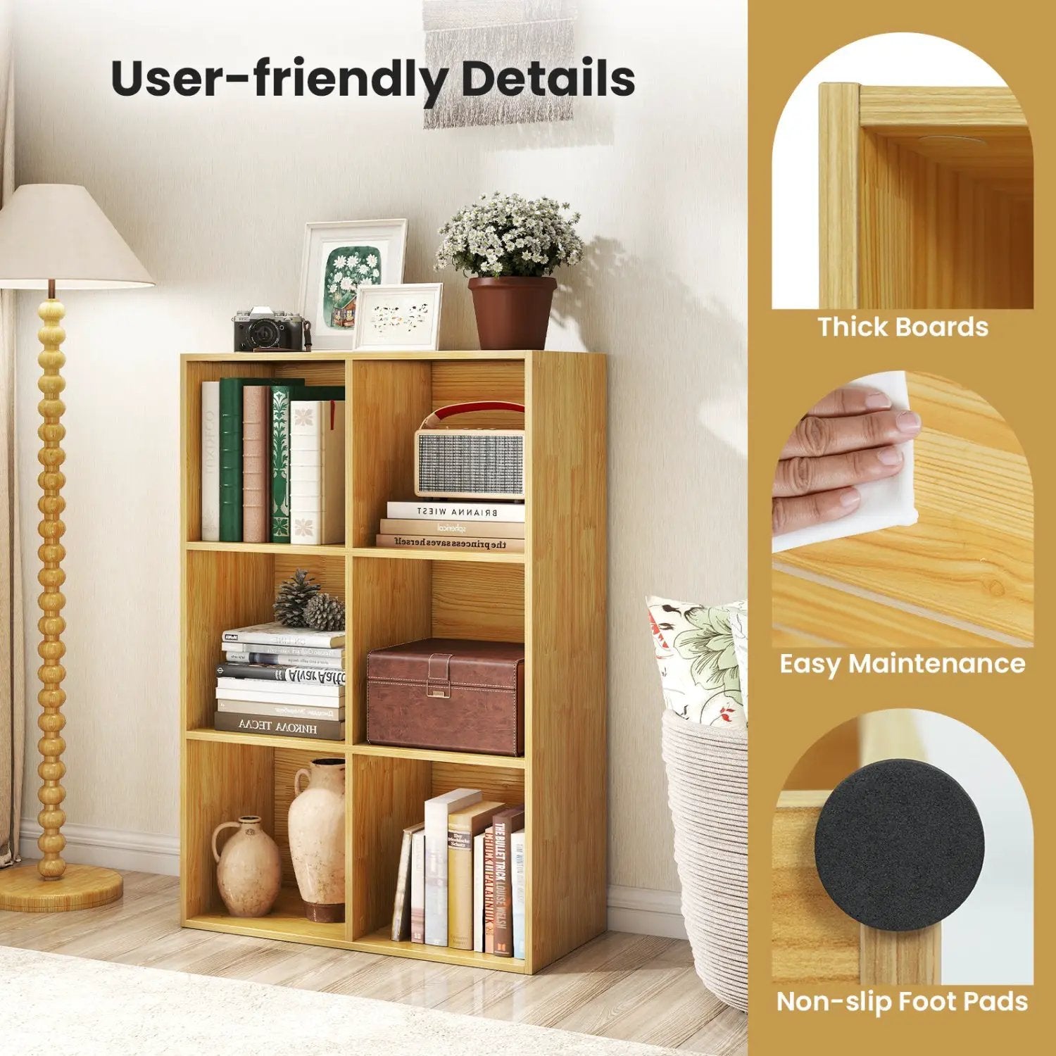 6-Cube Bookcase with Anti-Tipping Kit - Burlywood by DirectDeals
