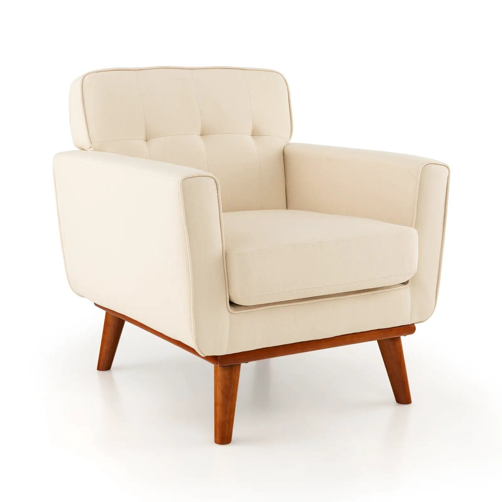 Modern Accent Chair Upholstered Linen Fabric Armchair with Removable Padded Seat Cushion by DirectDeals