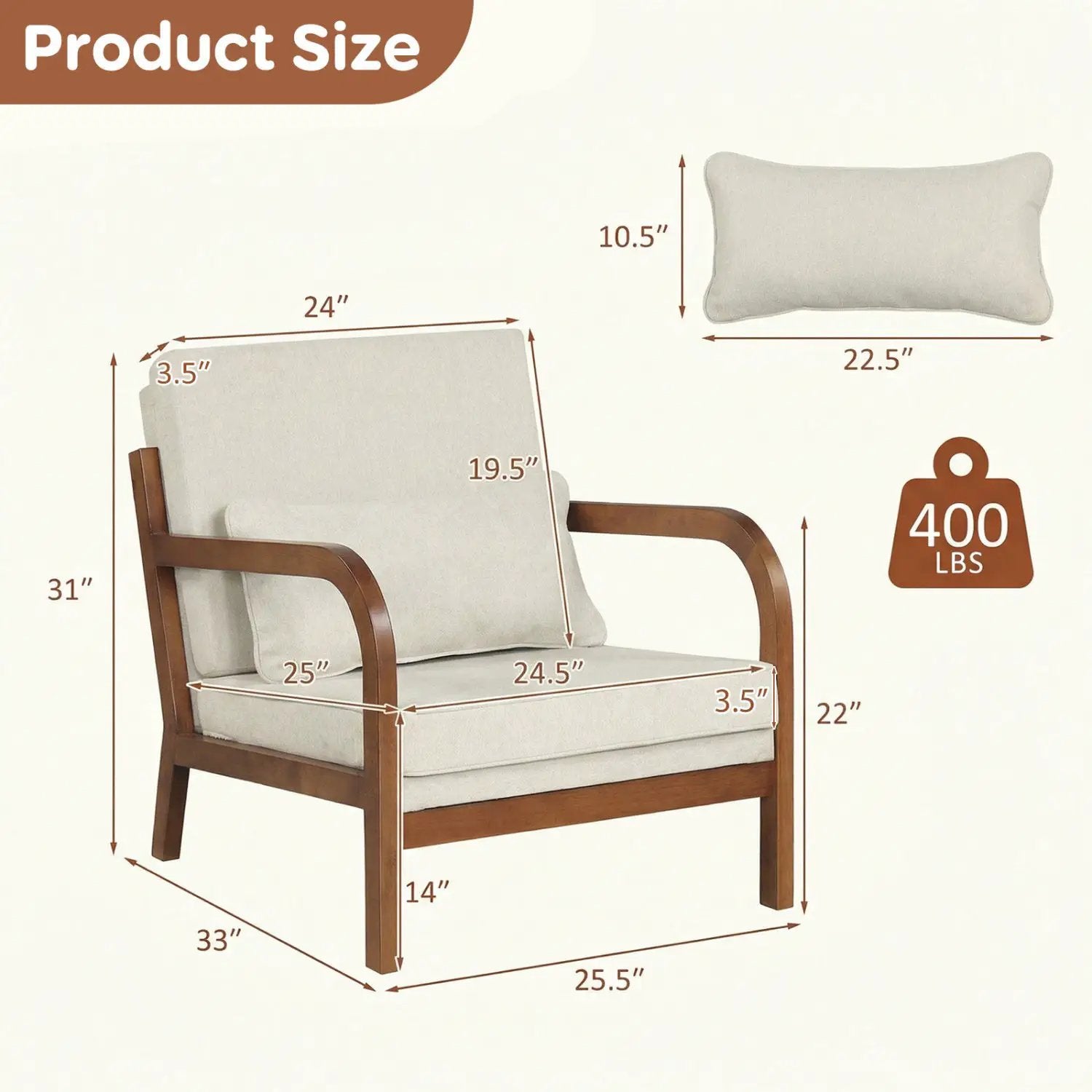Modern Accent Chair Faux Leather Linen Fabric Upholstered Armchair by DirectDeals